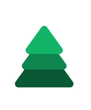 Image of a green Christmas tree in three layers of different shades on a white background