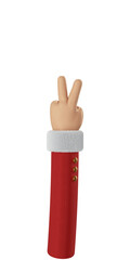 Santa Claus Hand Peace Gesturing 3d cartoon hand