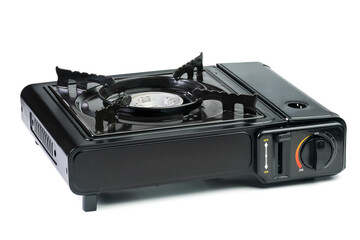 Portable gas stove isolated on white background. An alternative source for cooking at home during a...