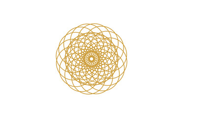 A transparent golden art deco spiral shape design element.