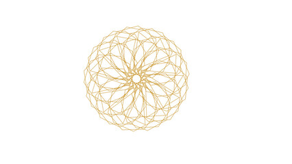 A transparent golden art deco spiral shape design element.