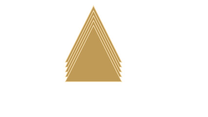 A transparent golden art deco triangle shape design element.