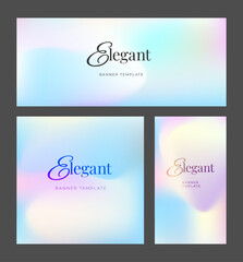 Vector banner template with shiny pearl texture and place for your text. Pearlescent holographic foil. Abstract hologram. Bright punchy pastel illustration with copyspace for background, social media