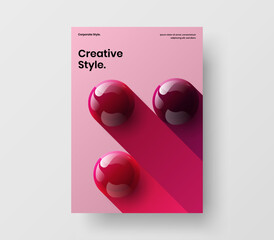 Minimalistic 3D balls booklet illustration. Trendy placard A4 vector design concept.