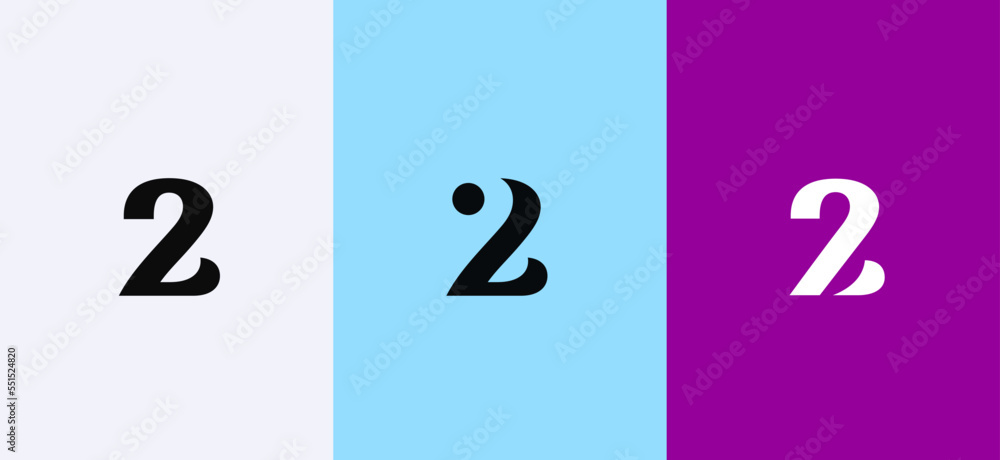 Poster set of number 2 minimal logo icon design template elements