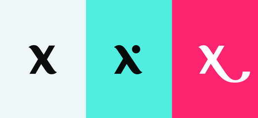 Set of letter X minimal logo icon design template elements