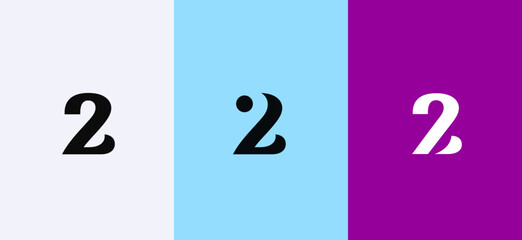 Set of number 2 minimal logo icon design template elements - obrazy, fototapety, plakaty