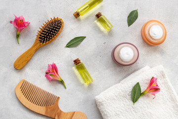 Hair care cosmetic products with natural oil and comb