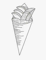 temaki roll japanese food with salmon and avocado on an isolated background