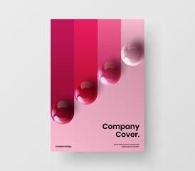 Vivid brochure vector design illustration. Minimalistic 3D spheres company identity template.