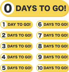 Number 1, 2, 3, 4, 5, 6, 7, 8, 9, 10, of days left to go. Collection badges sale, landing page, banner.