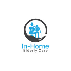 elderly care logo design vector template,