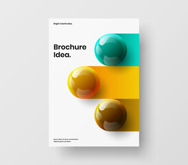Multicolored annual report vector design concept. Clean 3D spheres catalog cover layout.
