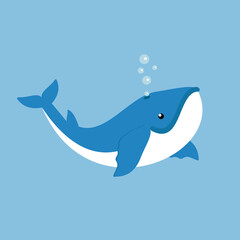 Blue whale blows air underwater