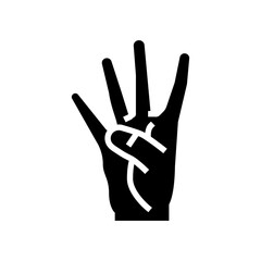 four number hand gesture glyph icon vector. four number hand gesture sign. isolated symbol illustration