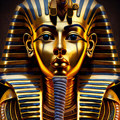 Isolated egyptian pharaoh Tutankhamun's funeral mask on black background - obrazy, fototapety, plakaty