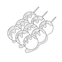  Dango Japanese Food on Wooden Stick with sauce on isolated background