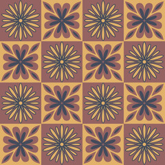 Square ceramic tiles, design flower mandala, vector illustration for design