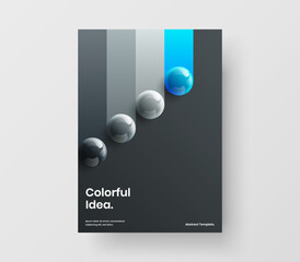 Multicolored 3D spheres pamphlet illustration. Abstract book cover A4 design vector concept.