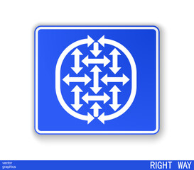 Comic road sign with an arrow. Unreal absurd direction. Cheerful motivational sign design. Vector template