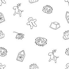  seamless pattern with doodle christmas print