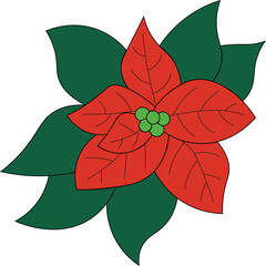 red vector poinsettia