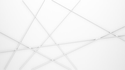 Minimalistic abstract backdrop with straight overlapping lines, interlinked connections or networks on white background