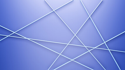 Minimalistic abstract backdrop with straight overlapping lines, interlinked connections or networks on blue background