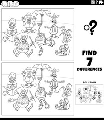 differences game with cartoon dogs coloring page