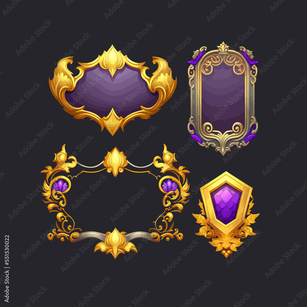 Poster rank frames, ui game borders evolution frames for rpg game avatars, game ui ux modern elements. a be