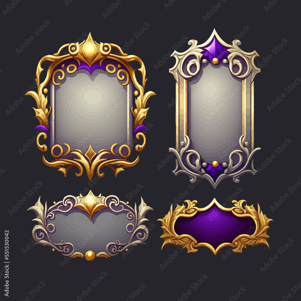 Poster rank frames, ui game borders evolution frames for rpg game avatars, game ui ux modern elements. a be