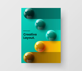 Colorful company identity A4 design vector illustration. Clean 3D balls placard template.