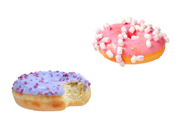 Sweet tasty donut isolated on white.