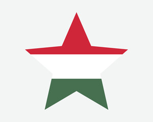 Hungary Star Flag. Hungarian Star Shape Flag. Country National Banner Icon Symbol Vector Flat Artwork Graphic Illustration