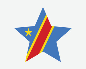 Democratic Republic of the Congo Star Flag. Congolese Star Shape Flag DROC DRC Country National Banner Icon Symbol Vector Artwork Graphic Illustration