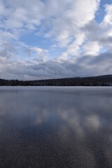 First ice on the lake, Sainte-Apolline, Québec, Canada
