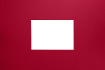 Empty white blank for copy space on trendy Viva Magenta background