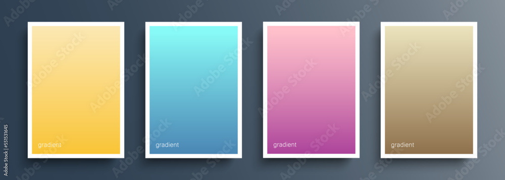 Poster set of color backgrounds with soft color gradient for your creative graphic design. vector illustrat