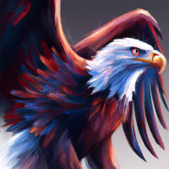 Portrait of a Blue and Red Bald Eagle
