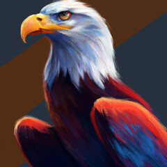 Portrait of a Blue and Red Bald Eagle