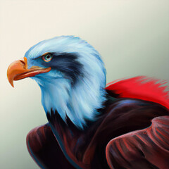 Portrait of a Blue and Red Bald Eagle