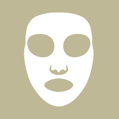 Cosmetic face care, white face mask, vector isolated on green background.