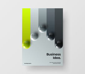 Minimalistic realistic balls company brochure template. Isolated booklet design vector layout.