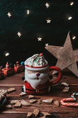 Christmas cup on the wood backround © Duusza