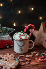 Christmas cup on the wood backround © Duusza