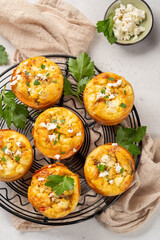 Vegetarian healthy egg muffins with mushroom, spinach and cheese for Breakfast