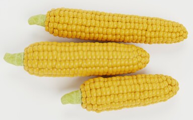 Realistic 3D Render of Corns