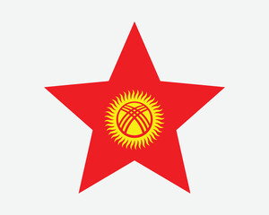 Kyrgyzstan Star Flag. Kyrgyz Republic Star Shape Flag. Country National Banner Icon Symbol Vector Flat Artwork Graphic Illustration