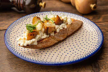 bruschetta with cheese and baked potatoes