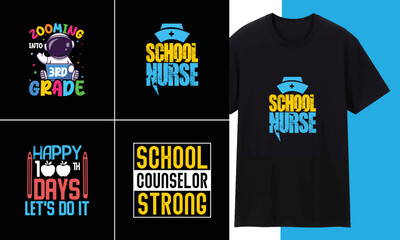 School Bundle Typography Trendy Awesome T shirt Design